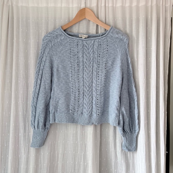 FRYE AND CO. Sweaters - FRYE AND CO. Soft Blue Cable Knit Sweater